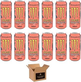 Monster Energy Drink Flavours | Juiced, Zero Sugar, Ultra, Monarch, Fiesta Mango, Strawberry Dreams, VR46, Punch | High Caffeine Sports Energy Drink | 500ml (Pack 12, Monarch Juiced)