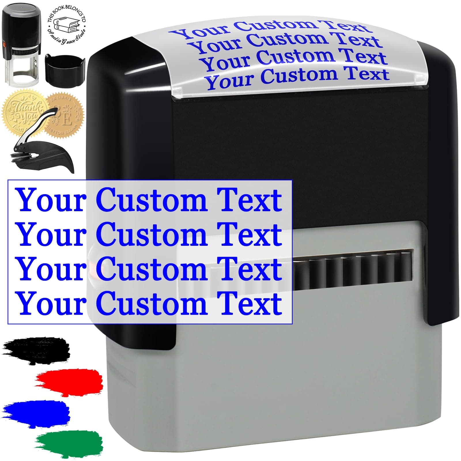 Custom Stamp Personalized Self Inking Stamps Customized Name Signature Ink Stamp for Business Office Date Return Address Label Rubber Stamper Personal
