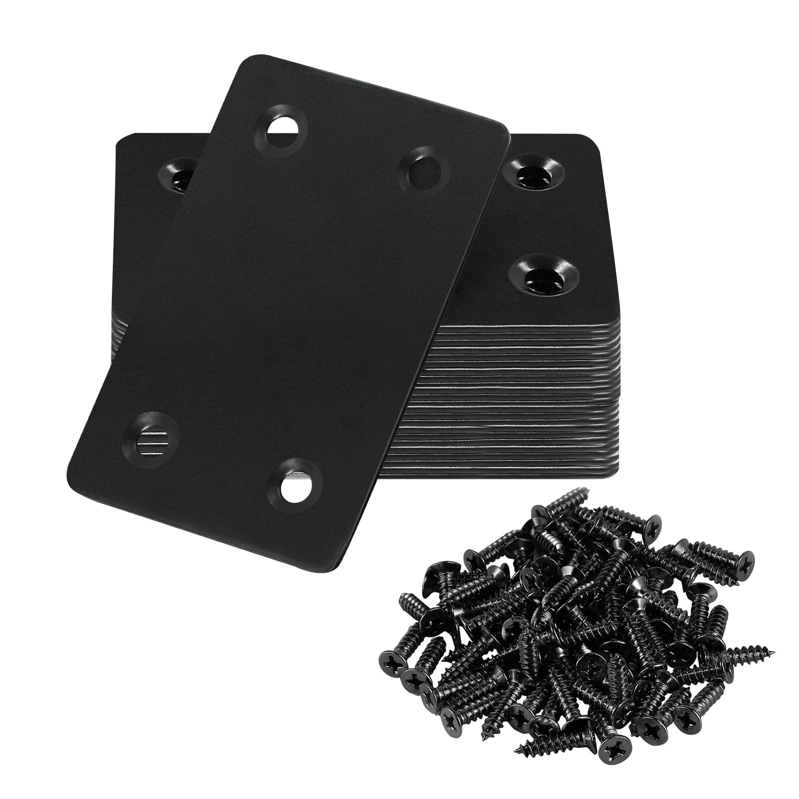 2.4 x 1.5 Inch Flat Straight Brace Bracket, Black Flat Mending Plate Stainless Steel Fixing Corner Brace for Wood Furniture ( 60 x 38 x 1.5mm, 12 Pcs)