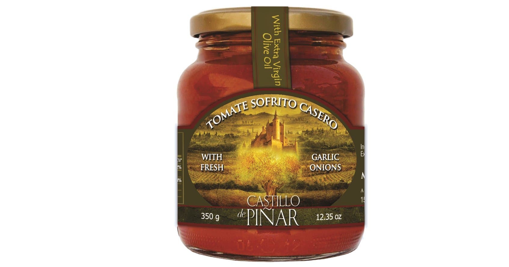 Castillo de Pinar First Cold Pressed Tomato Garlic Onion Extra Virgin Olive Oil Sauce, 12.35 Ounce