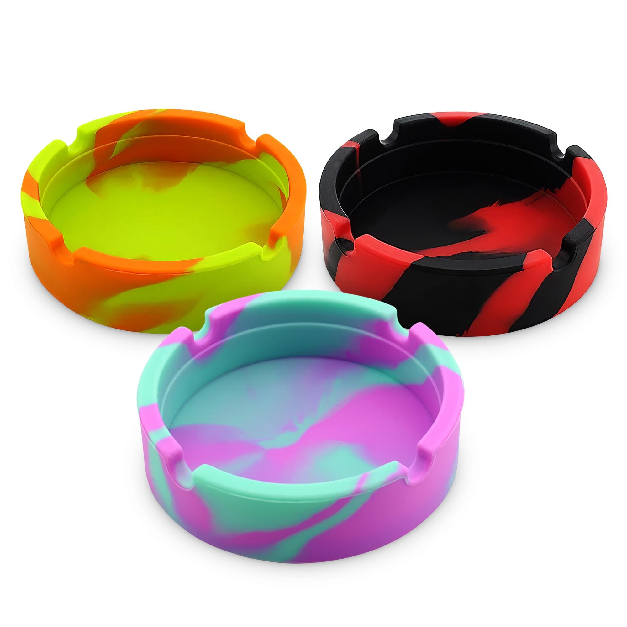 3 Pcs Silicone Ashtray Outdoor – Lightweight Heat-Resistant Ash Tray Outdoors 3.3" x 0.9" – Easy to Clean, Round Multicolor Small Ashtray for Patio, Home, Travel, Office and Outdoor Table Organization