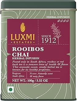 - Estates Rooibos Chai – 100% Natural Herbal Infusion | 100g Tin Caddy | Caffeine-Free | Antioxidant-Rich | Supports Digestion, Heart & Skin Health | 50 Cups