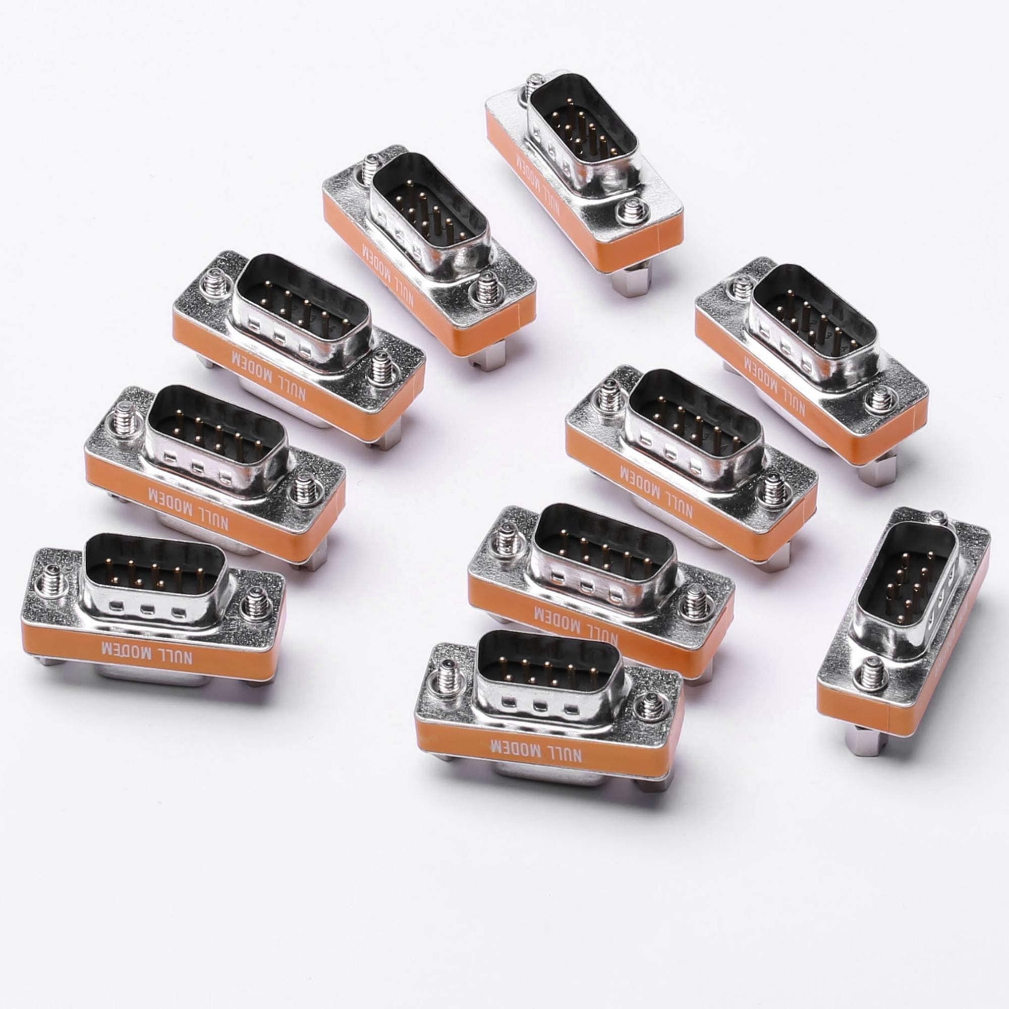- DB9 Null Modem Adapter Male to Female Slimline Data Transfer Serial Port Adapter 10 Pack
