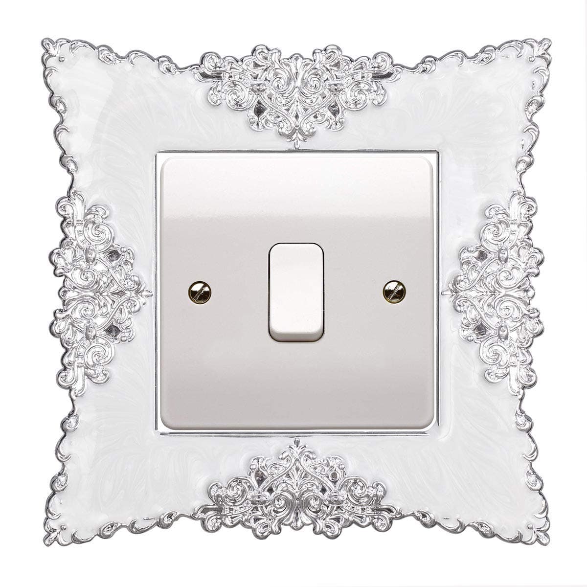 YiRAN 2Pcs Light covers for switches/Plastic Square Luxurious Light Switch Stickers Cover Home Decoration Sticker (White F)