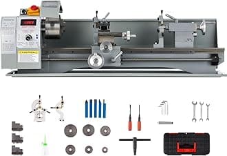 CREWORKS 1100W 8.7 x 29.5" Mini Metal Lathe, HP Motor Mini Benchtop Metal Lathe w 3-Jaw Chuck, 50-2250 RPM Power Metal Lathes for DIY Machining Wood & Metal Working Tool