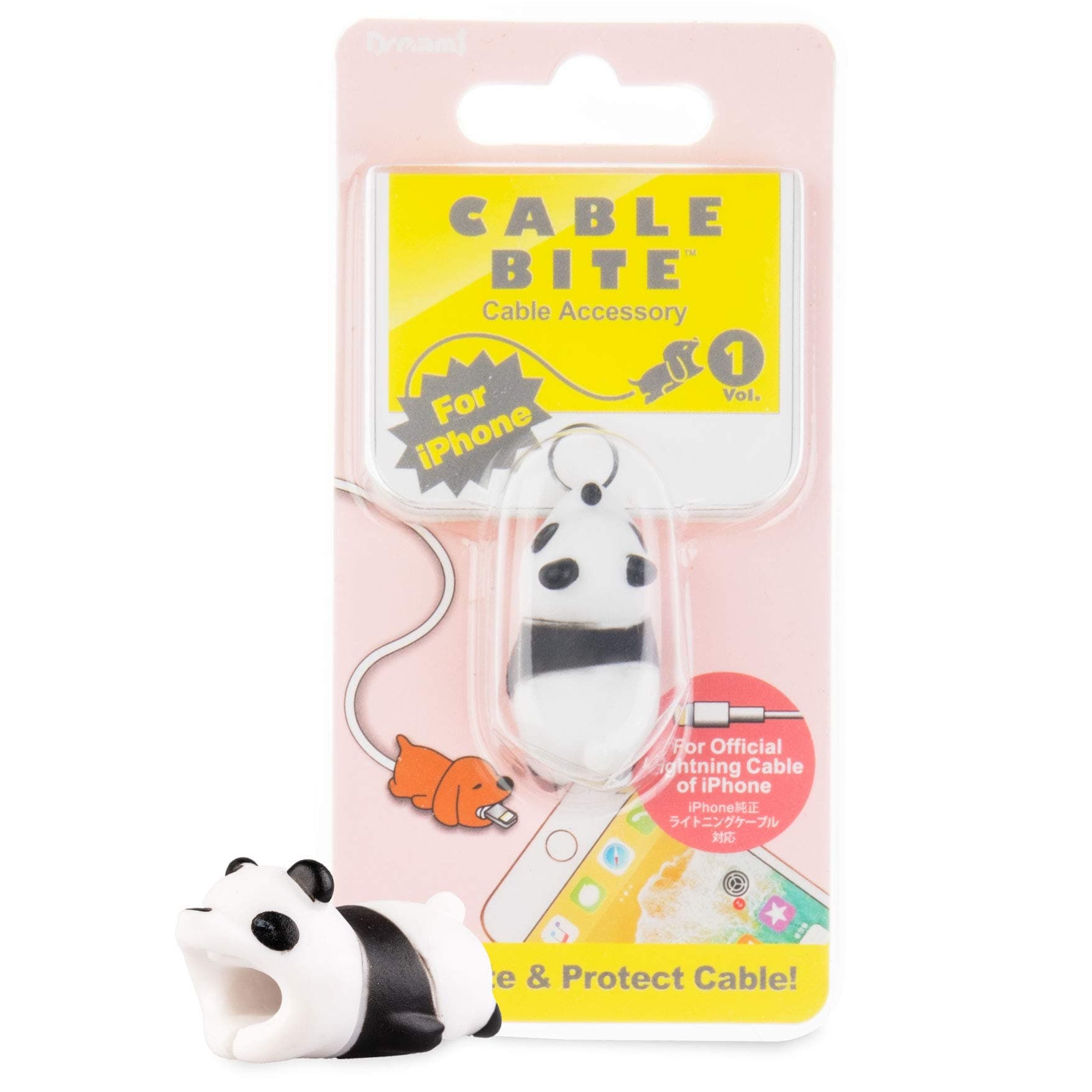 Animal Bite Cable Protector Buddies: Animal Bites for Charging Cords - Silicone Charger Protector Covers for Cell Phone Cords - Cable Buddy Compatible with iPhone Lightning Chargers - Panda