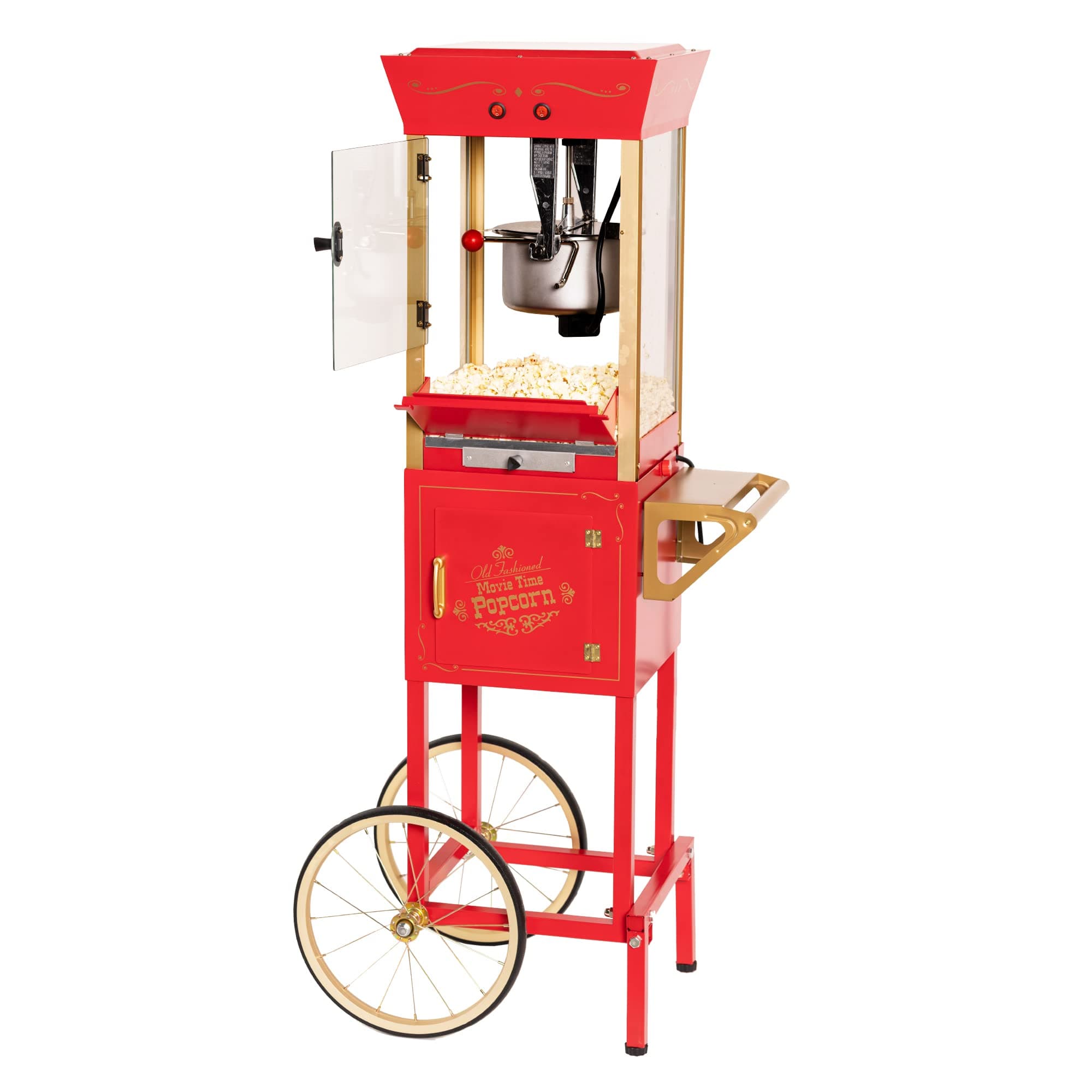 Popcorn Maker Machine - Professional Cart With 8 Oz Kettle Makes Up to 32 Cups - Vintage Popcorn Machine Movie Theater Style - Red