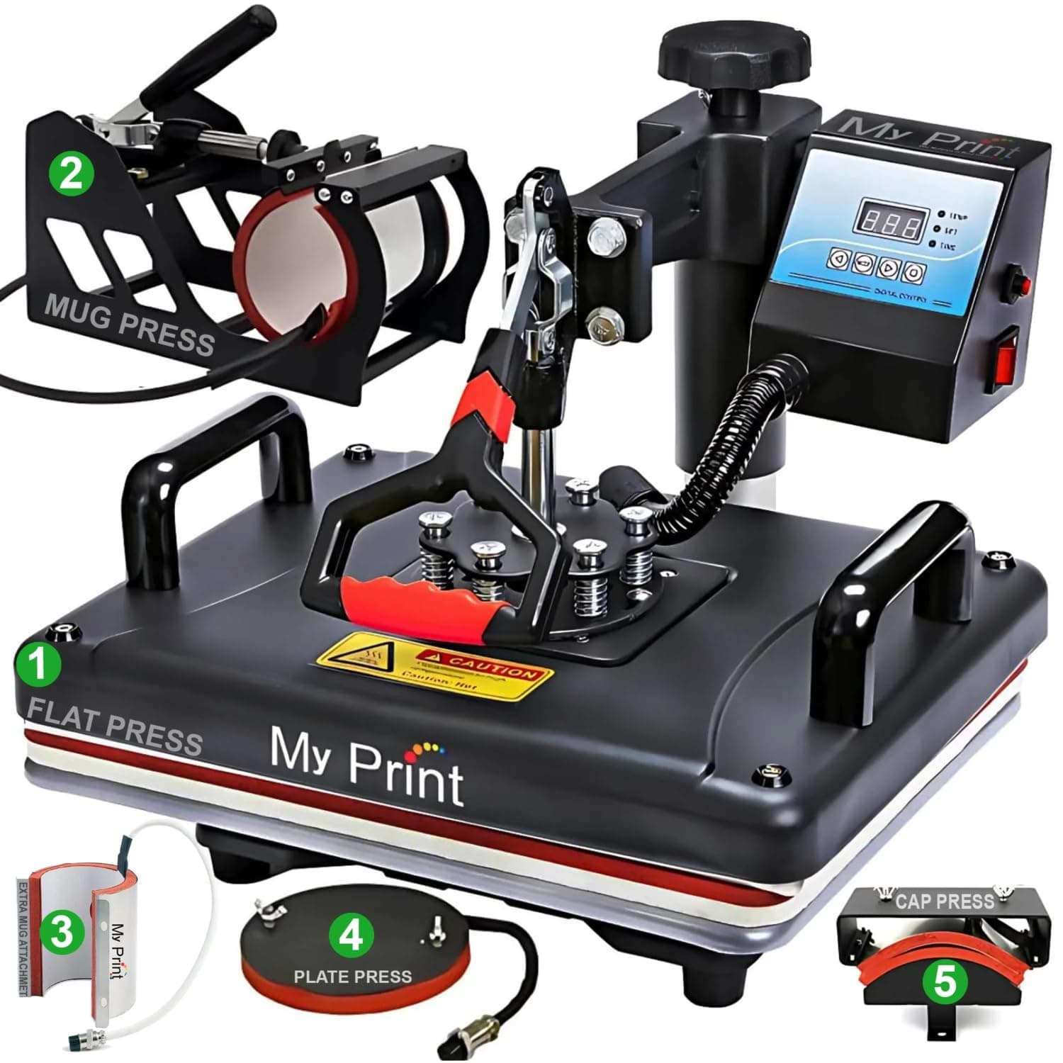 MY PRINT | Heat Press 5 in 1 Digital Multi Functional Sublimation, Vinyl Printing Machine for T-Shirts (Any Flat Product), Mug, Plate Heat Press Machine 12x15 Inch | DTF PRIINTING | VINYL PRINTING