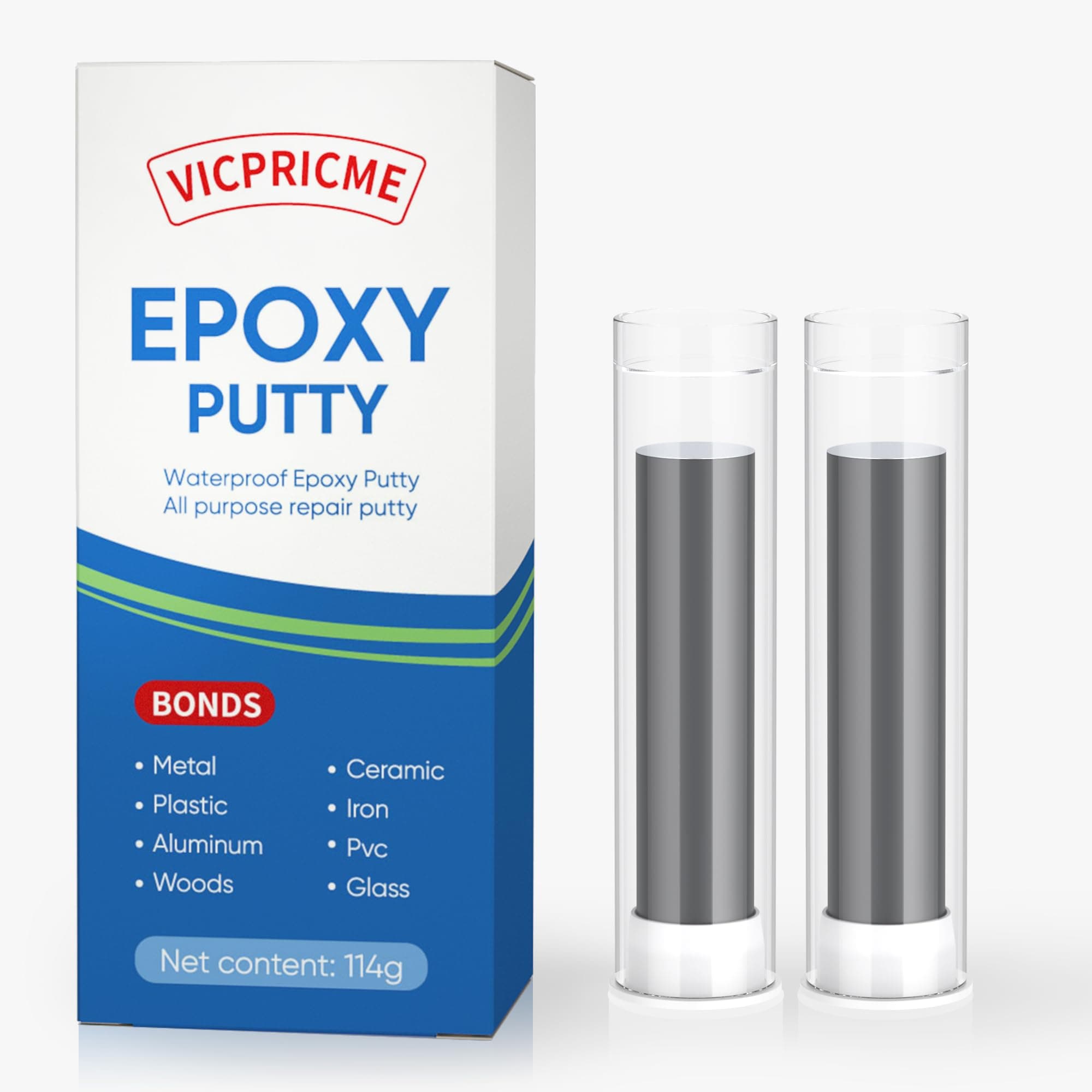 Epoxy Putty Stick, 120 g 2 Part epoxy Quick Repair Adhesive, Hard and Fast Repair for Pools, heaters, Bonds to Metal, Plastic, Wood, Glass, Ceramic Crack Filler, Heat and Waterproof