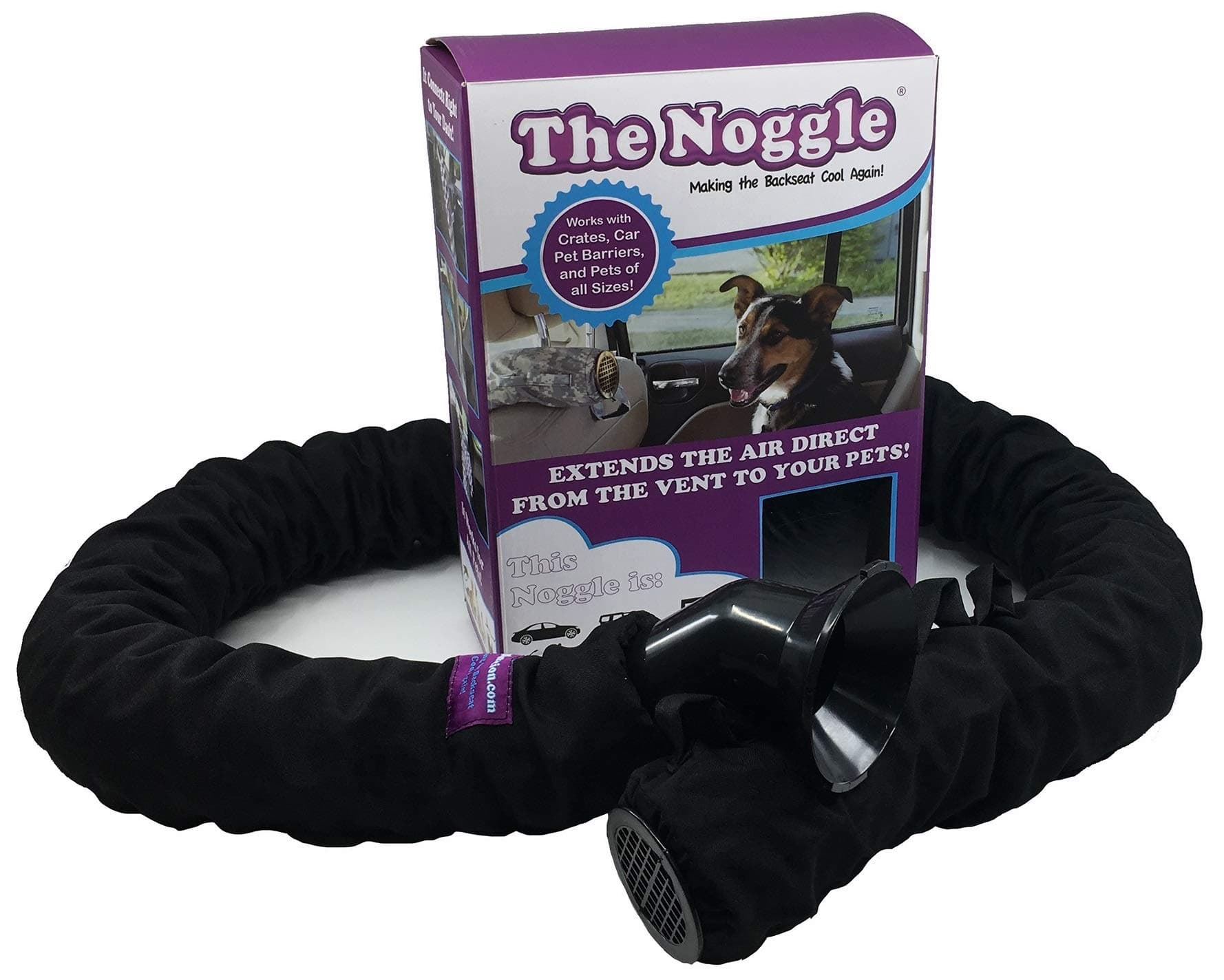 NOGGLE The Making The Backseat Cool Again - Quick & Easy to Use Car Travel Accessories for a Comfy Ride Summer or Winter-Air Vent Extender Hose Directs Cool or Warm Air to Your Pets- 8ft, Black Ice