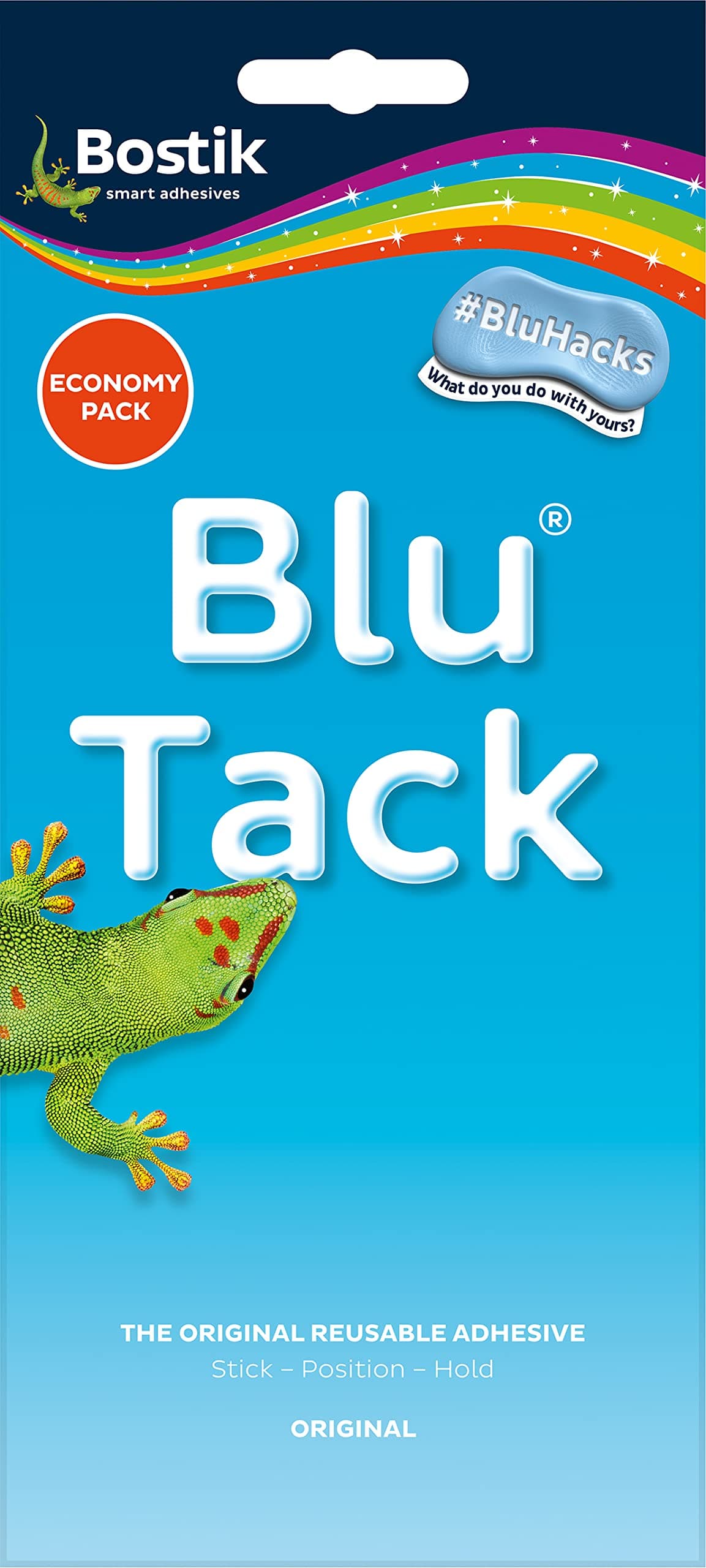 Bostik Blu Tack, Multipurpose Reusable Adhesive, Clean, Safe & Easy to Use, Non-Toxic,putty adhesive, Economy Size 110g