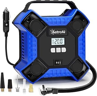 AstroAI  Air   Compressor   Tire   Inflator   Portable   Air  Pump for  Car  Tires, 12V DC Digital  Tire  Pump 160PSI with LED Light for Cars, Bicycles, Motorcycles, and Other Inflatables(Blue)