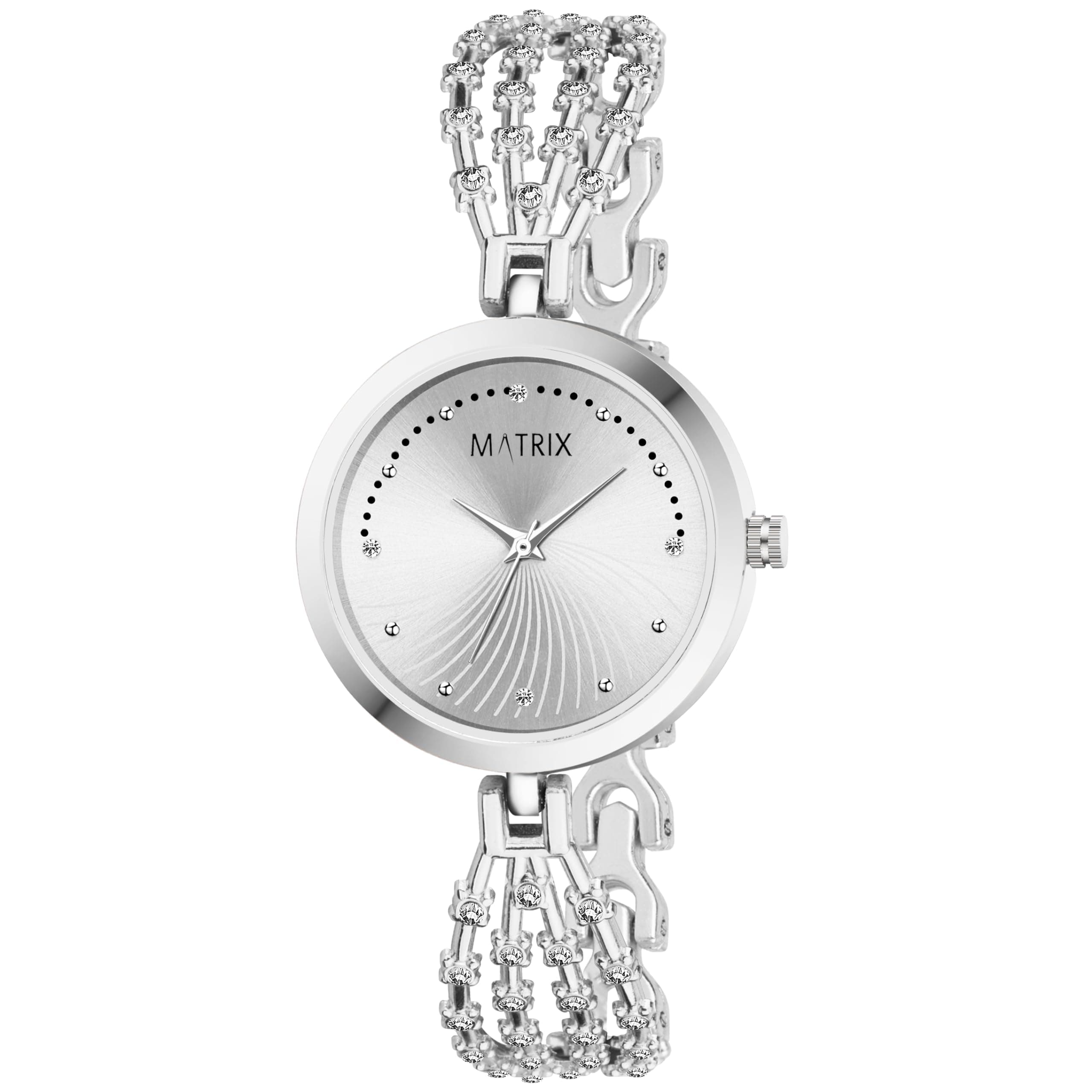 Daisy Collection | Stone Studded Dial with Designer Stone Studded Bracelet Chain Analog Watch for Women & Girls