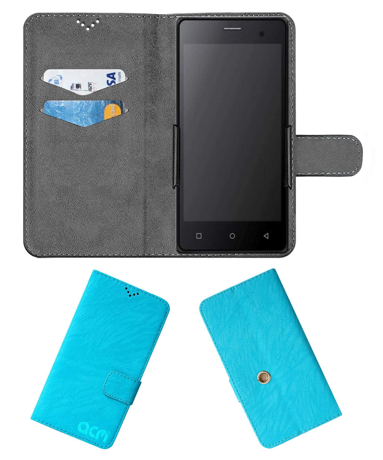 ACM Rotating Clip Flip Case Compatible with Zen Sonic Bolt Mobile Cover Stand Sky Blue