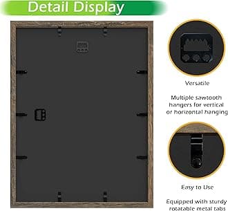 FrameWorks 12x16 Driftwood Wooden Shadow Box Frame – Soft Felt Back, Tempered Glass, and Included Elegant White Ball Push Pins