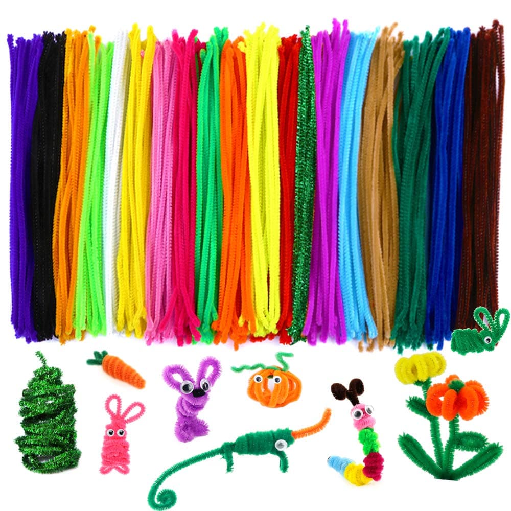 Caydo 342 Pcs Pipe Cleaners Chenille Stem 6 mm x 12 Inch, Assorted Colors, Smooth Processing at Both Ends, Safe and Humanized Design
