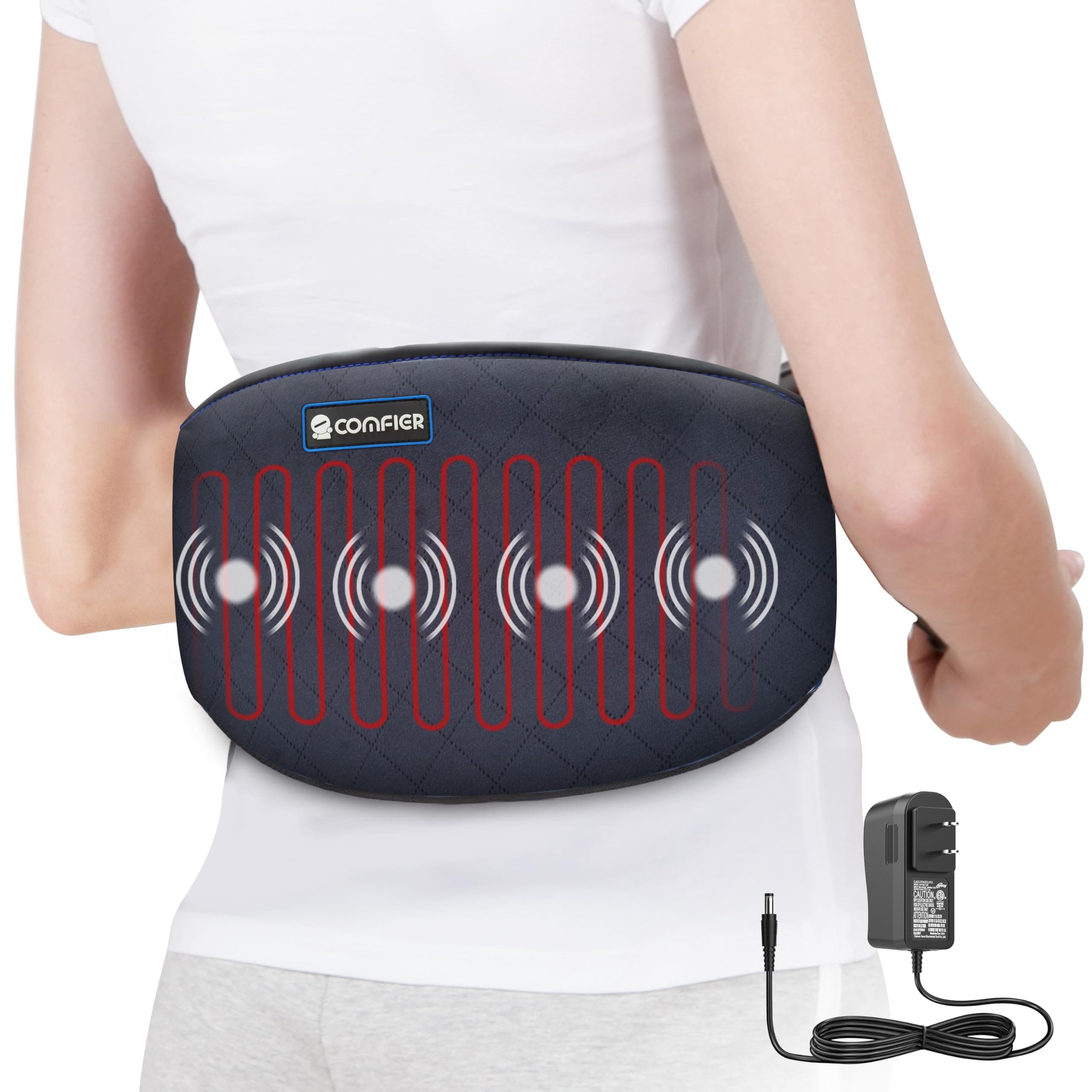 COMFIER Heating Pad for Back Pain, Vibration Lower Back Massager with Heat, Plug-in Heat Pad with Auto Shut Off,Heated Waist Belt, Gifts for Women Men Mom Dad, FSA/HSA Eligible