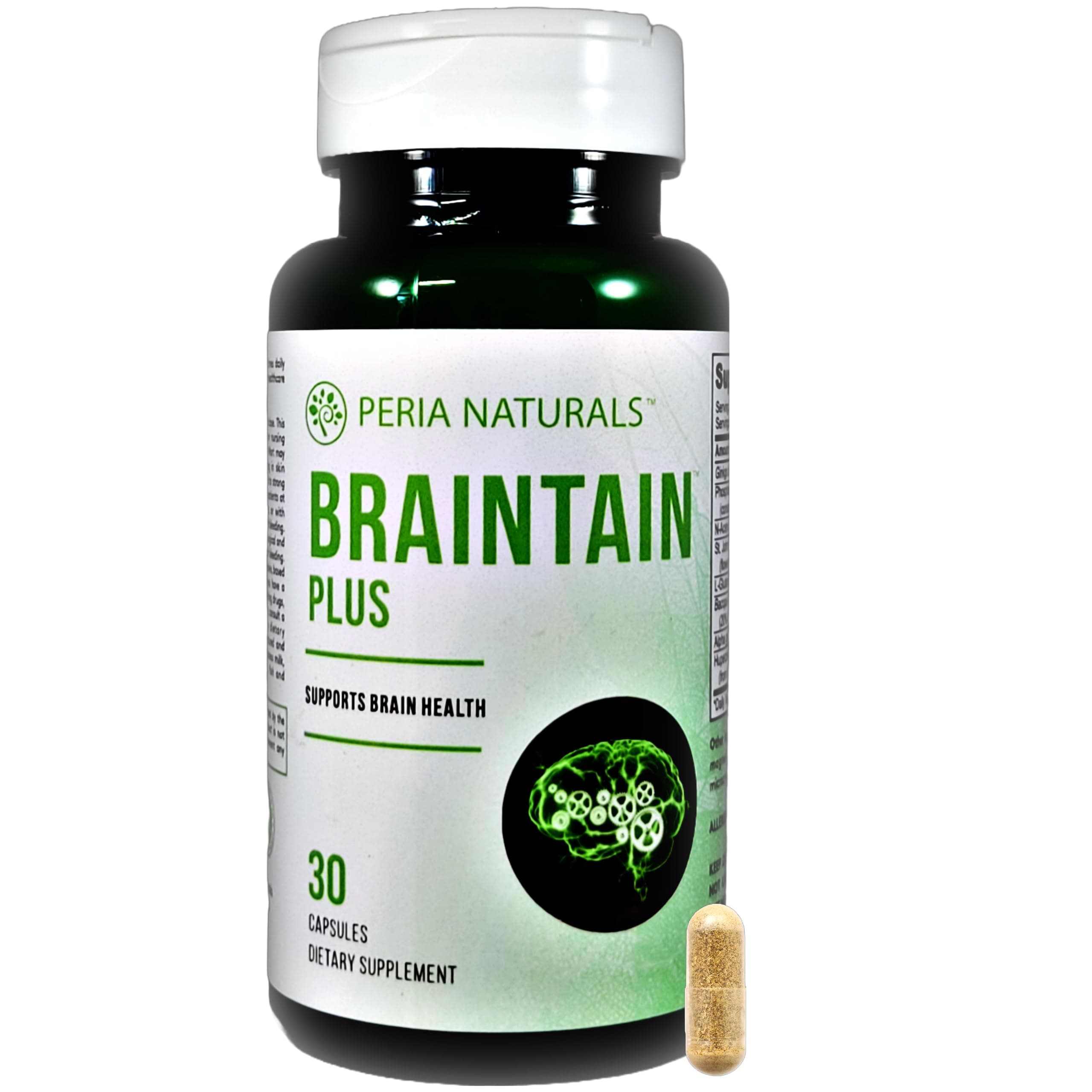 Brain Support Supplements for Memory and Focus | for Seniors and Adults | Bacopa herb, Alpha GPC Choline, l- glutamine, ALCAR, St. Johns Wort, Gingko biloba, Huperzine (30 ct)