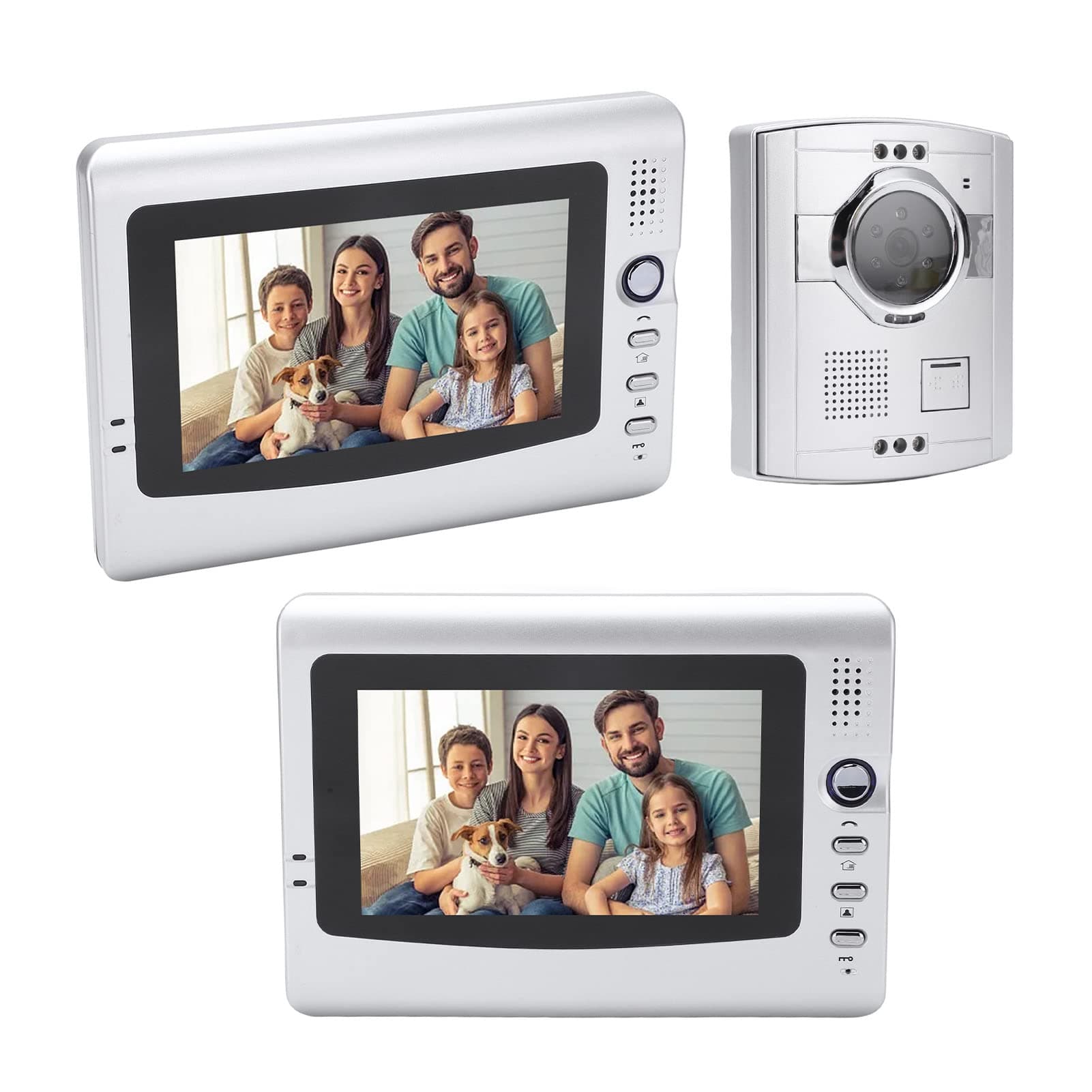 Video Intercom, 2 Monitors 7in AC100-240V Video Intercom Kit For Apartment Home For Villa (UK Plug)