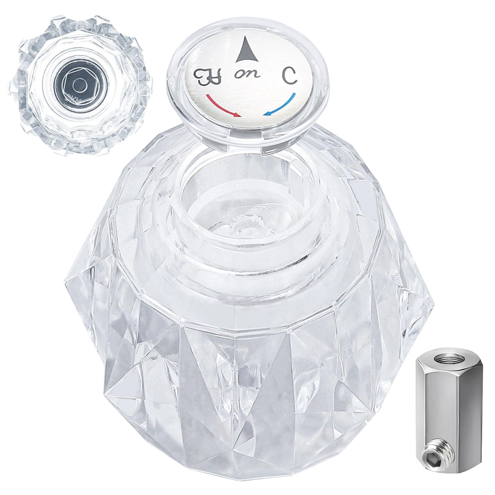 Shower Faucet Handle Replacement for RP41661, Replacement Shower Handle Compatible with Delta and Peerless Single Handle Tub Faucets, Clear Acrylic Shower Faucet Handle