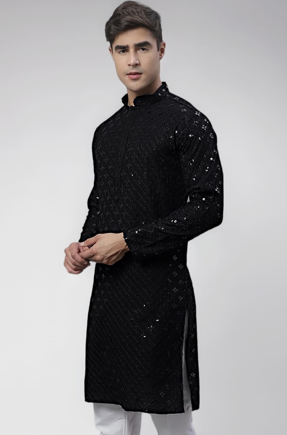 Men's Chikankari Embroidered and Sequence Kurtas Only