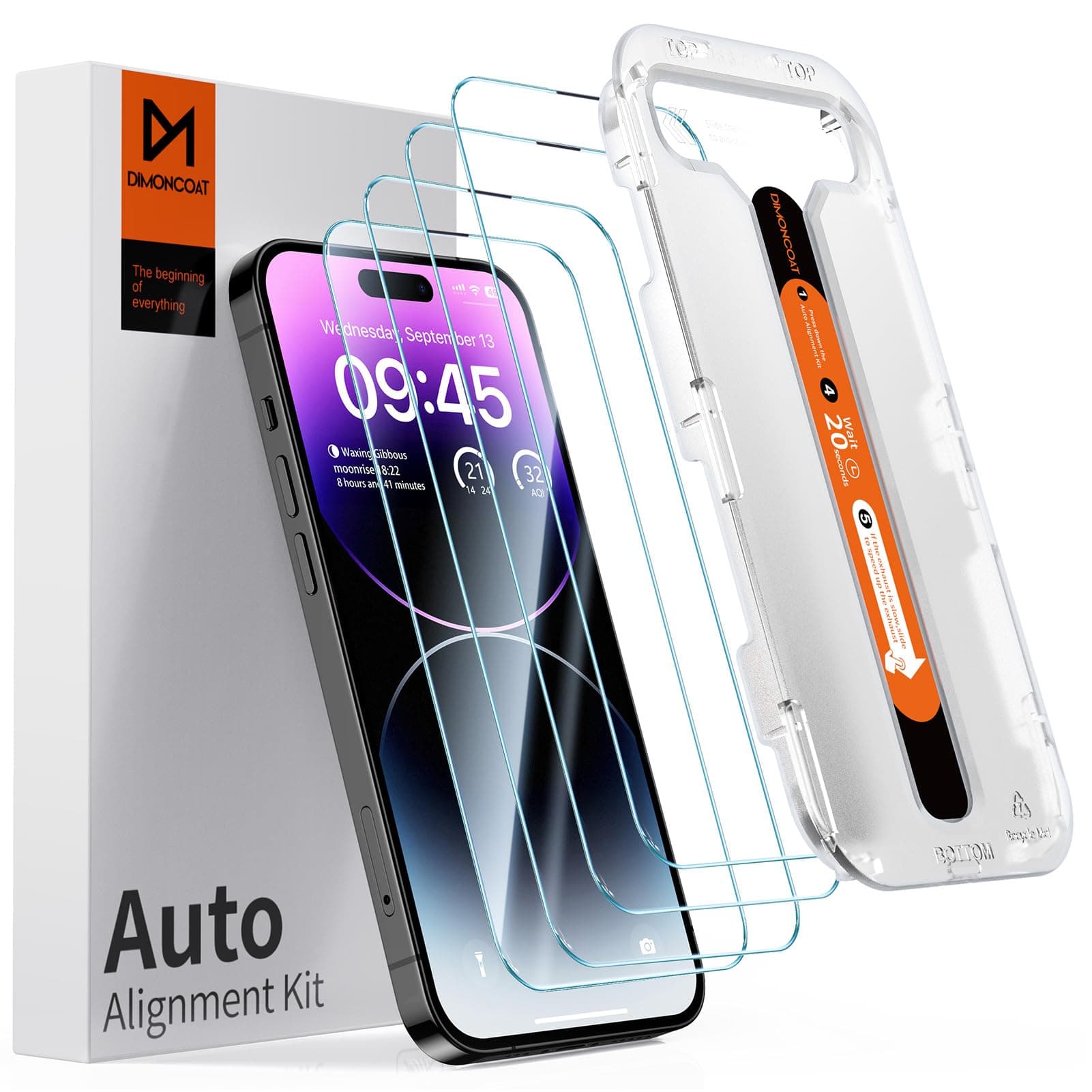 DIMONCOAT 4 Packs [Auto Alignment Kit] Screen Protector for iPhone 14 Pro Max 6.7'' with 2 Packs Camera Protector [10X Military Protection] Tempered Glass HD Film, Case Friendly