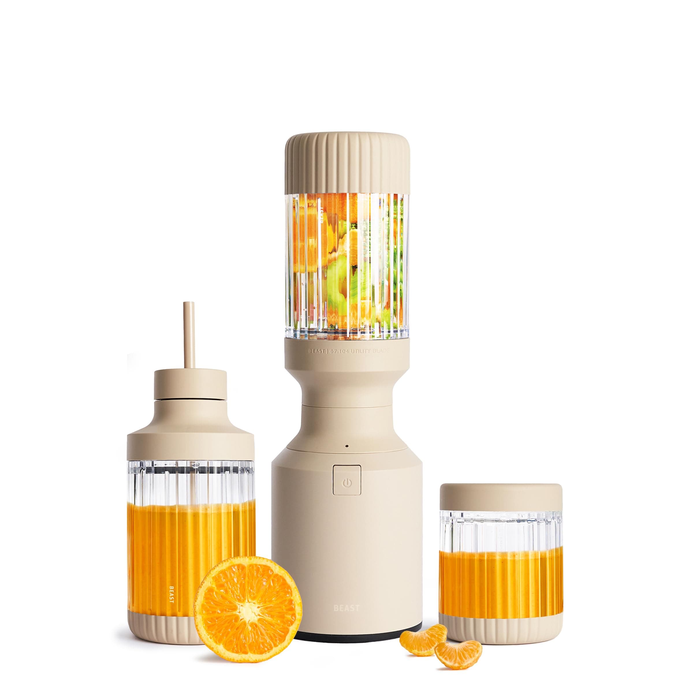 The Beast Mini Blender Plus | Mini Countertop Kitchen Blender | Blend Smoothies and Shakes, Dressings, Sauces, Dips | Extra Vessels, Straw Cap and Straws Included | 600W (Sand)