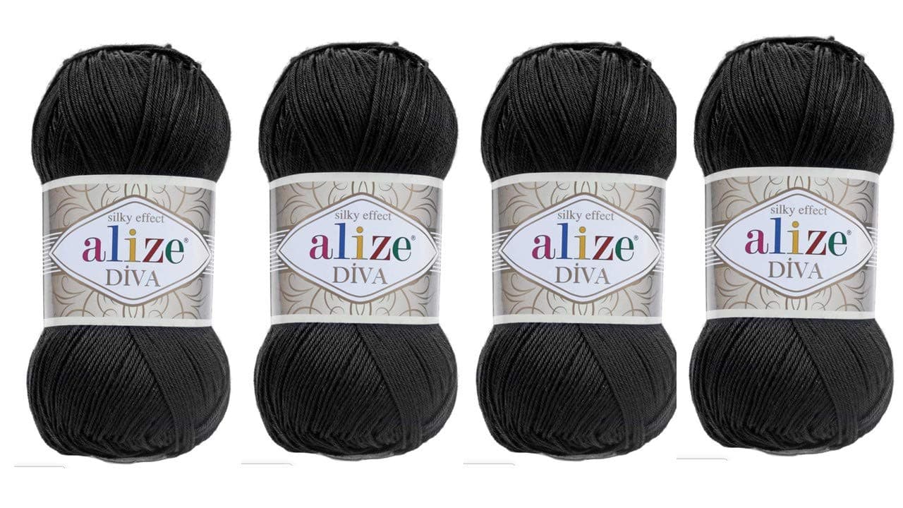 Hand Knitting Yarn 100% Microfiber Acrylic Yarn Alize Diva Silk Effect Thread Crochet Art Lace Craft Lot of 4 skeins 400gr 1532yds (60)