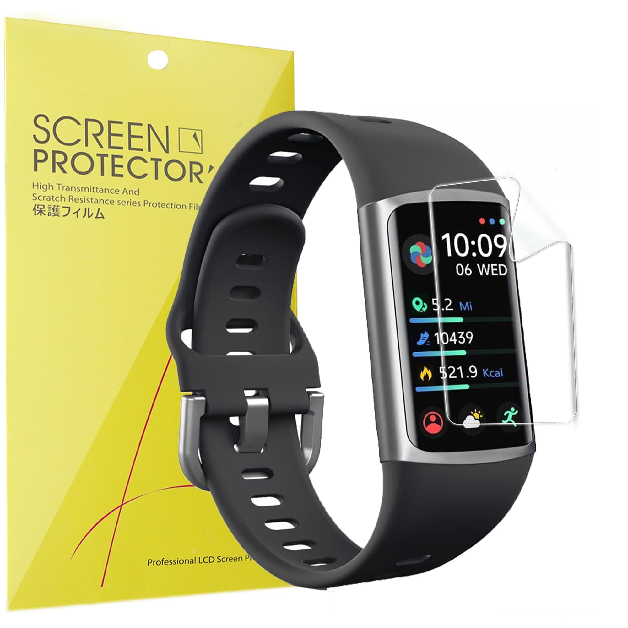 Compatible for FITVII FINO 2 Screen Protector, [6 Pack] Full Coverage TPU Clear Film Compatible for FITVII FINO 2 Slim Fitness Tracker (6 Pack)