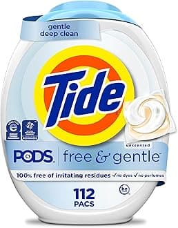 Tide PODS Free & Gentle Laundry Detergent Soap Pacs, 112 Count, Tide PODS Laundry Detergent, Laundry Detergent Pacs, Laundry PODS Detergent