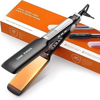 Faszin Professional Hair Straighteners, 42mm Wide-Plate Titanium Negative Ion Flat Iron, 30s Rapid Heating, Real-time Temperature Display, 11 Adjustable Temperature Levels (130-230℃)