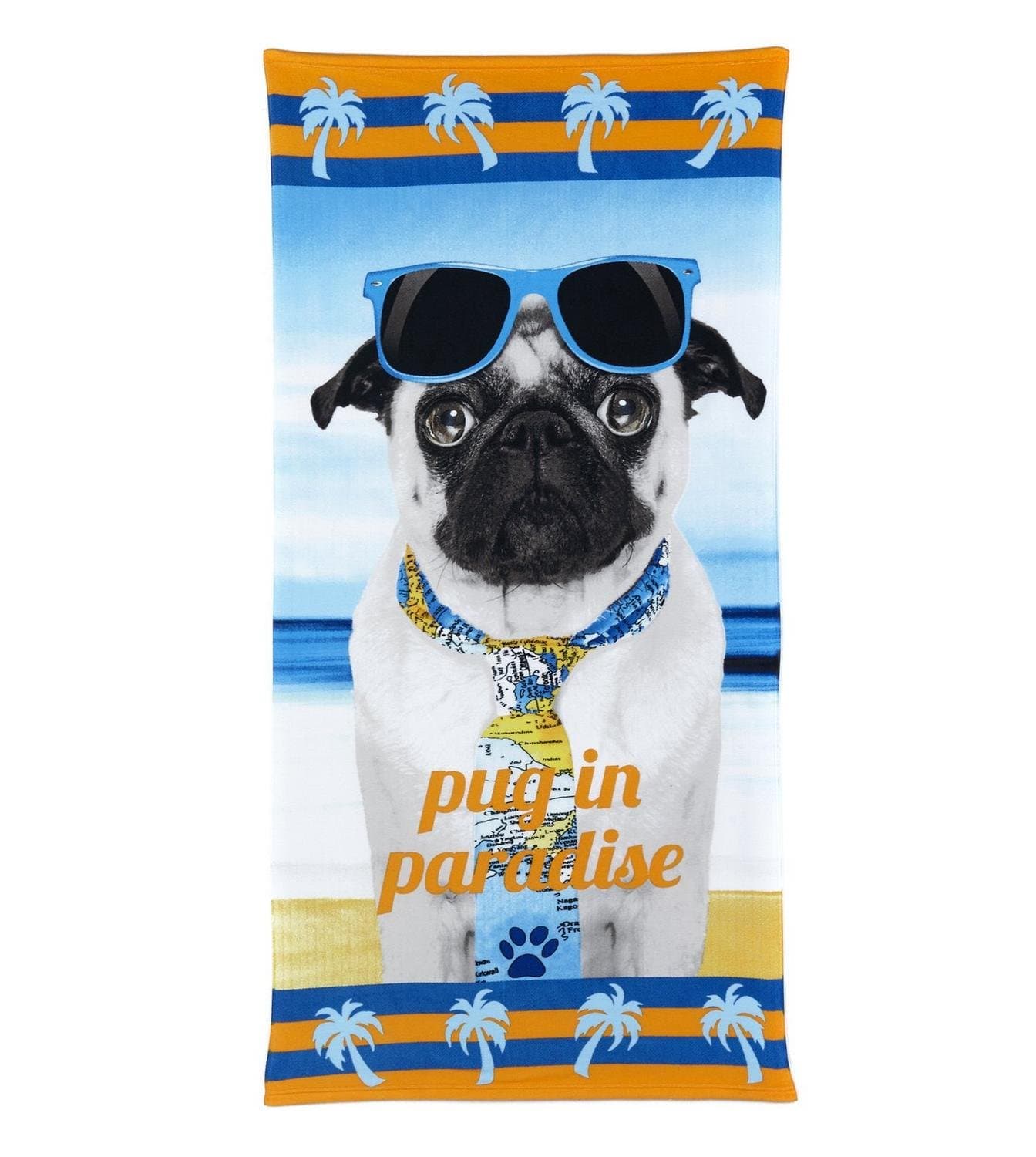 Pug Blue Beach Towel