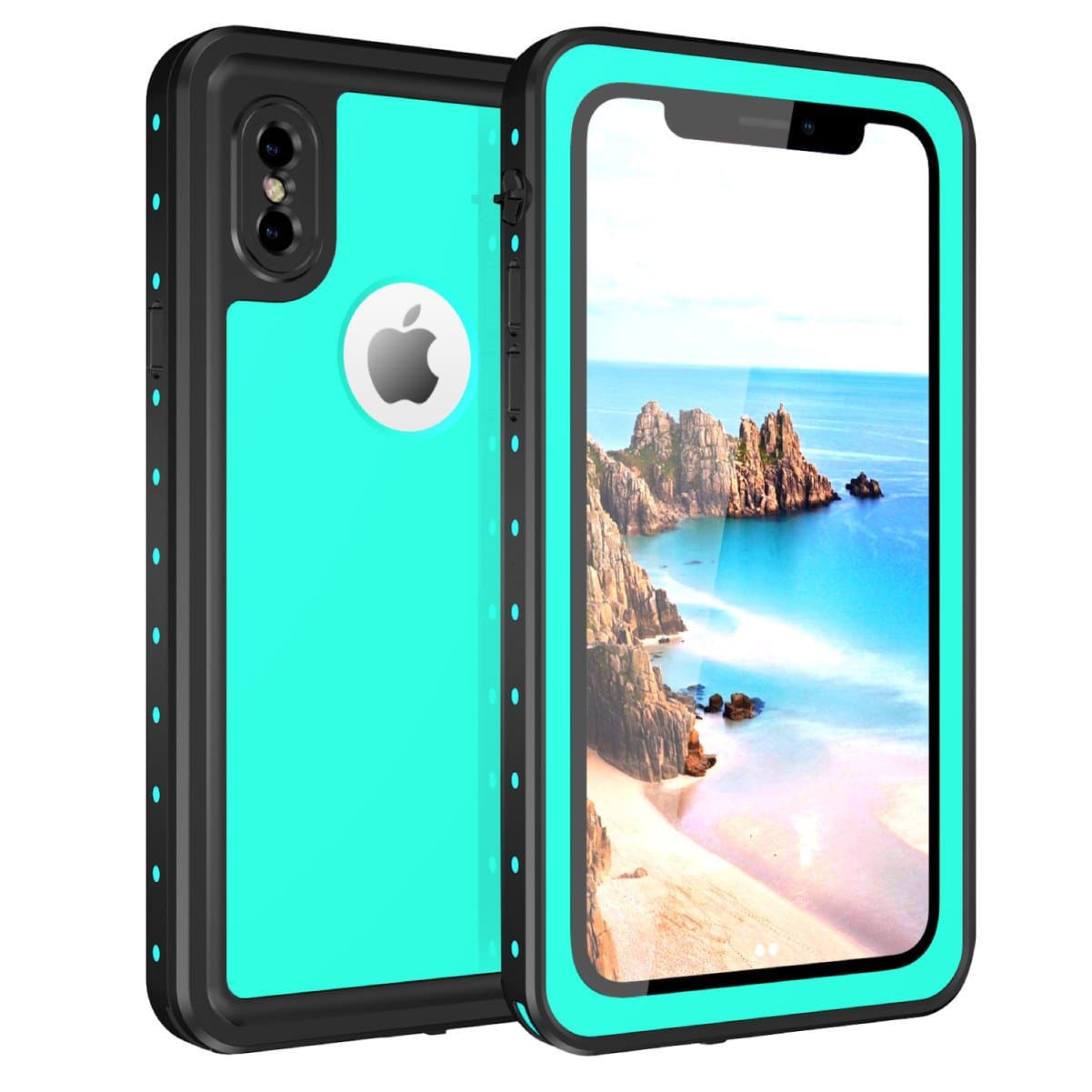 Waterproof Case for iPhone X,Waterproof Case UVOON Enhanced Sound Ultra-Slim IP68 Certified Full Sealed with Built-in Screen Protector, Shockproof Dirtproroof Snowproof Waterproof for iPhoneX -Blue