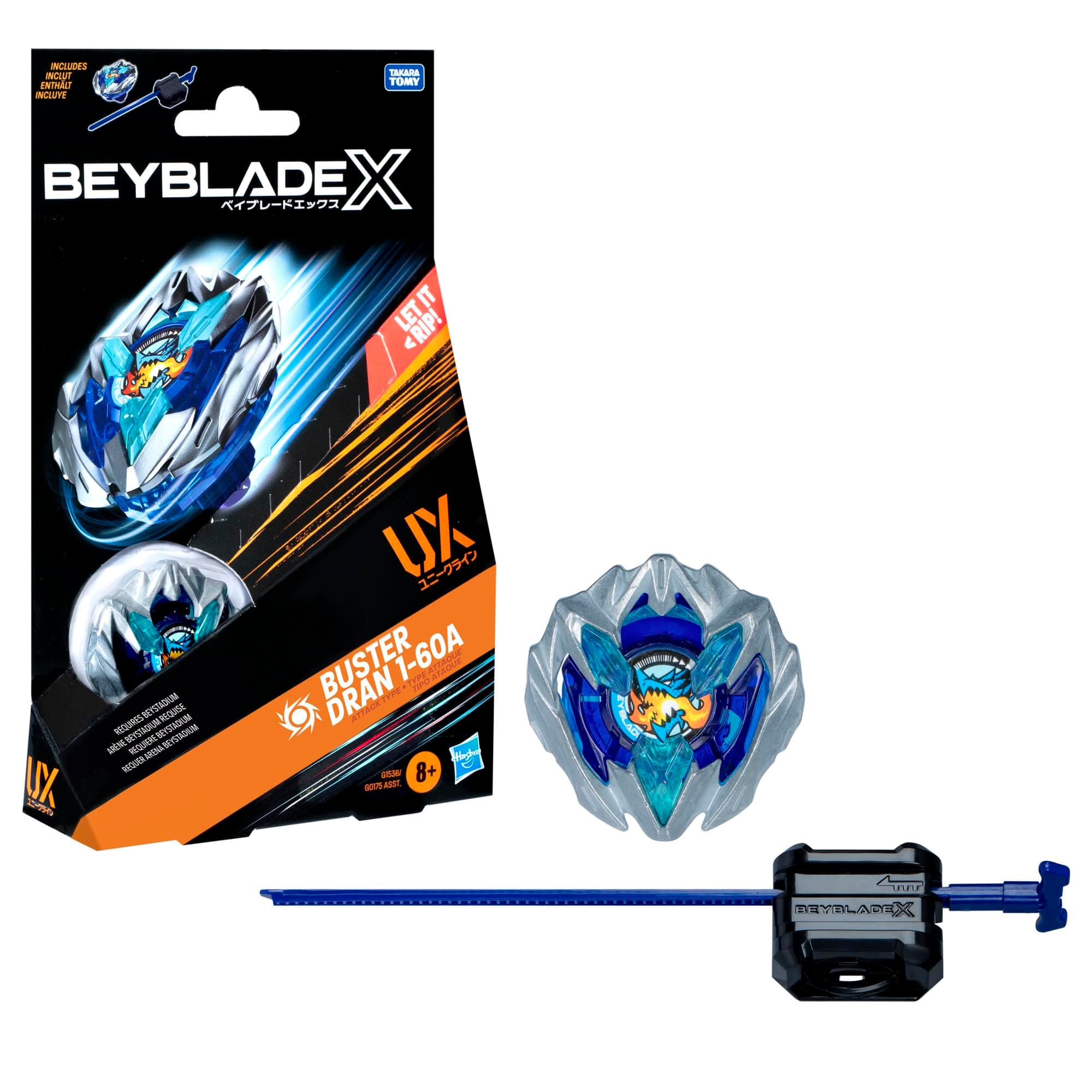 Beyblade X Buster Dran 1-60A UX Starter Pack Set with Attack Type Top and Launcher; Authentic Takara Tomy Battle Tops Games/Toys for Boys and Girls 8+