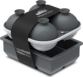 Samuelworld Large Silicone Premium Ice Trays, 2-Pack Combo, 2 Inches Big Cubes & 2.5 Inches Sphere Ice Molds - BPA Free, Craft Ice Maker for Gifting, Whiskey, Cocktails, Easy Release - Gray