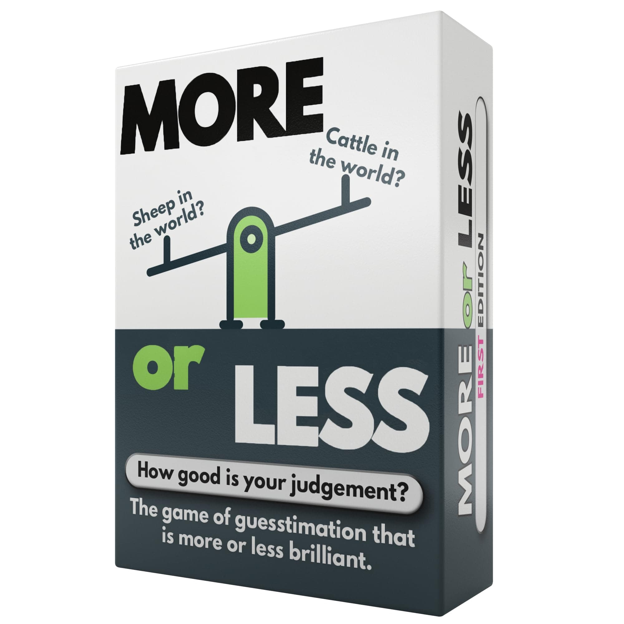 More or Less First Edition Card Game - How Good Is Your Judgement? 2 Players + | Perfect for Gift, Travel, Holiday | For Kids, Teens & Adults | Play Anywhere | Age 12+