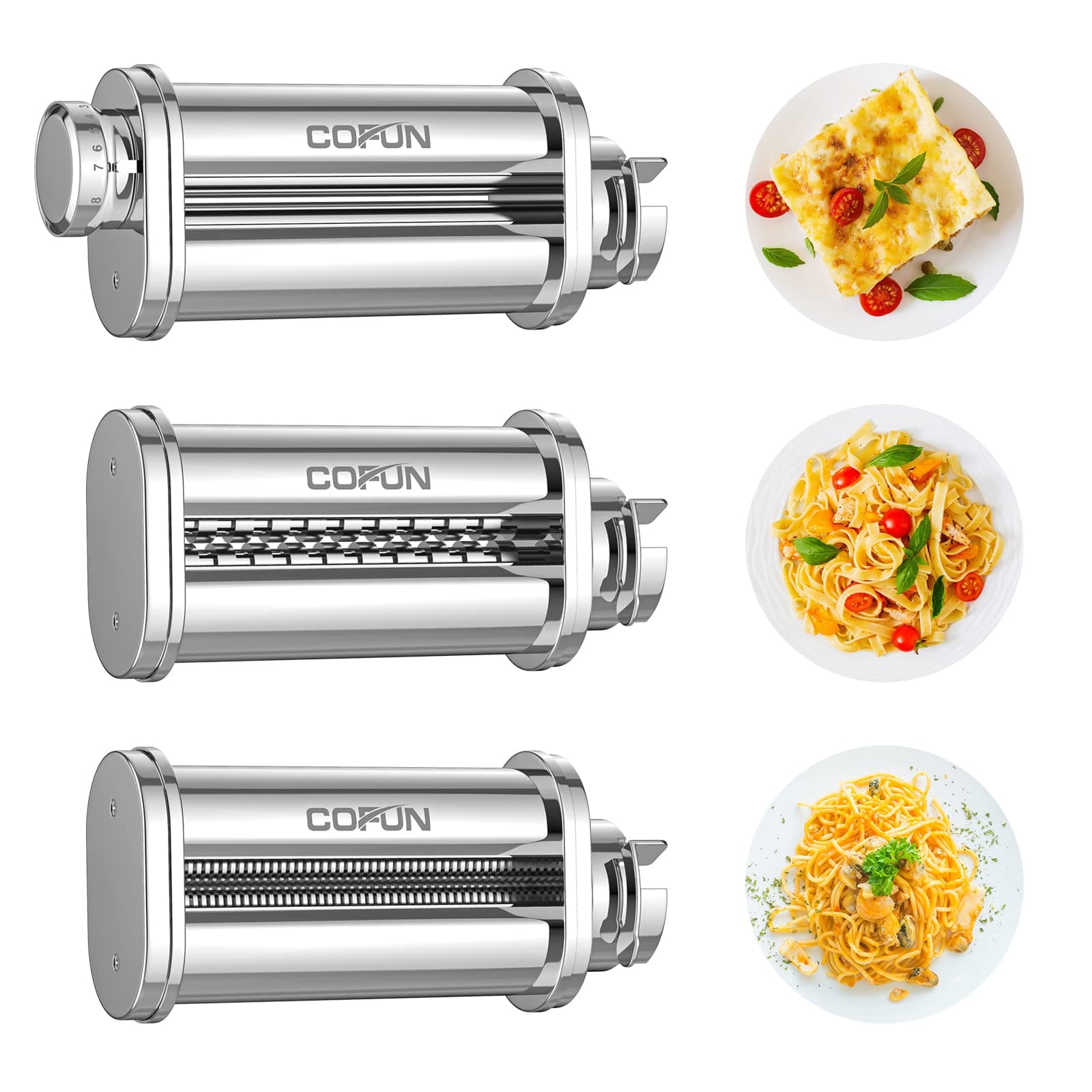 Pasta Roller Attachment for Bosch Kitchen Mixer MUM2&5, Pasta Sheet Roller, Spaghetti & Fettuccine Cutter Maker Accessories, COFUN Pasta Maker Attachment
