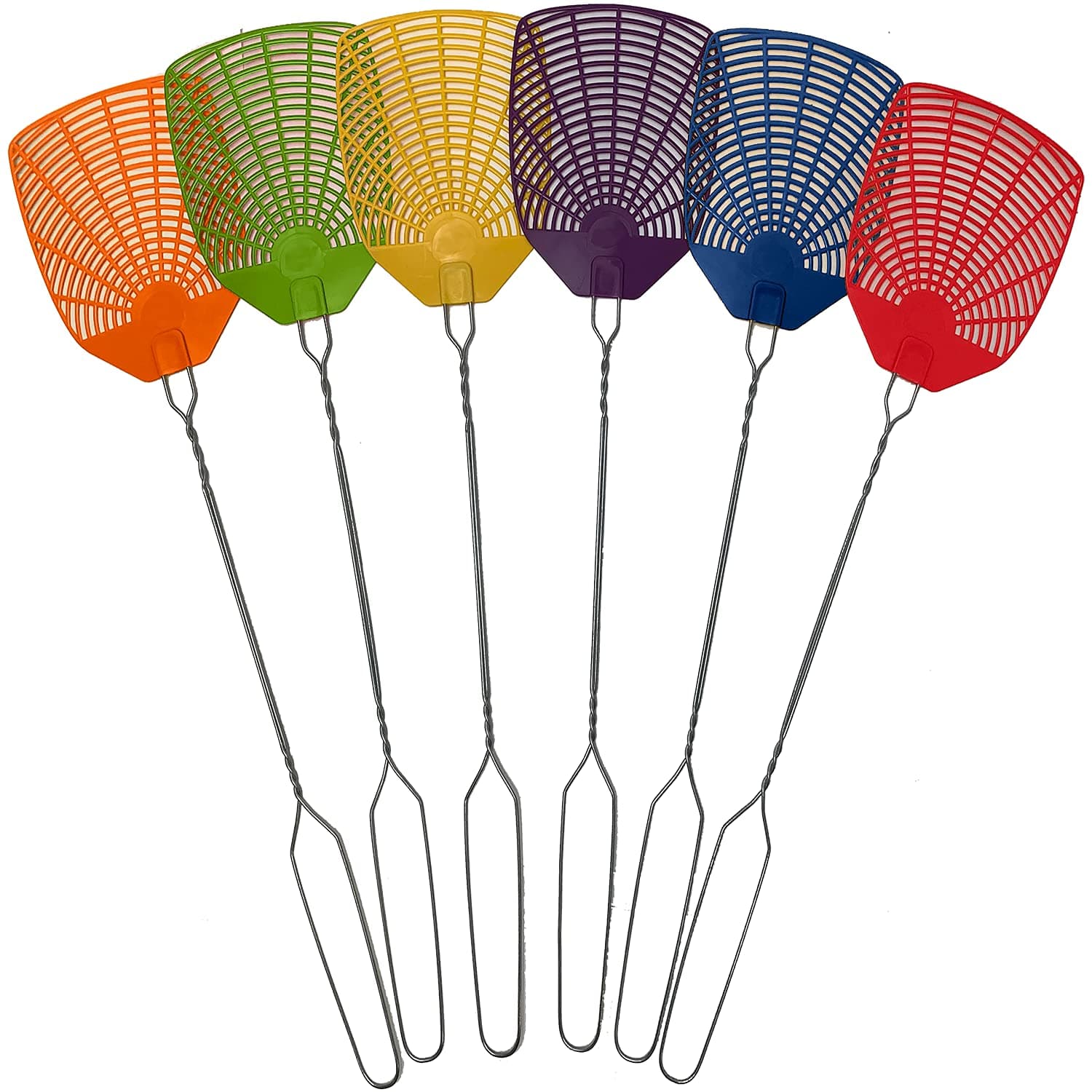 Bug & Fly Swatter Braided Metal Handle 6 Pack Fly Swatters Indoor/Outdoor flyswatter