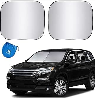 EzyShade Windshield Sun Shade + Bonus Item. See Size-Chart with Your Vehicle (Easy-Read). Universal Car Sunshades Keep Your Vehicle Cool. UV Sun and Heat Reflector. Max (Large) Size