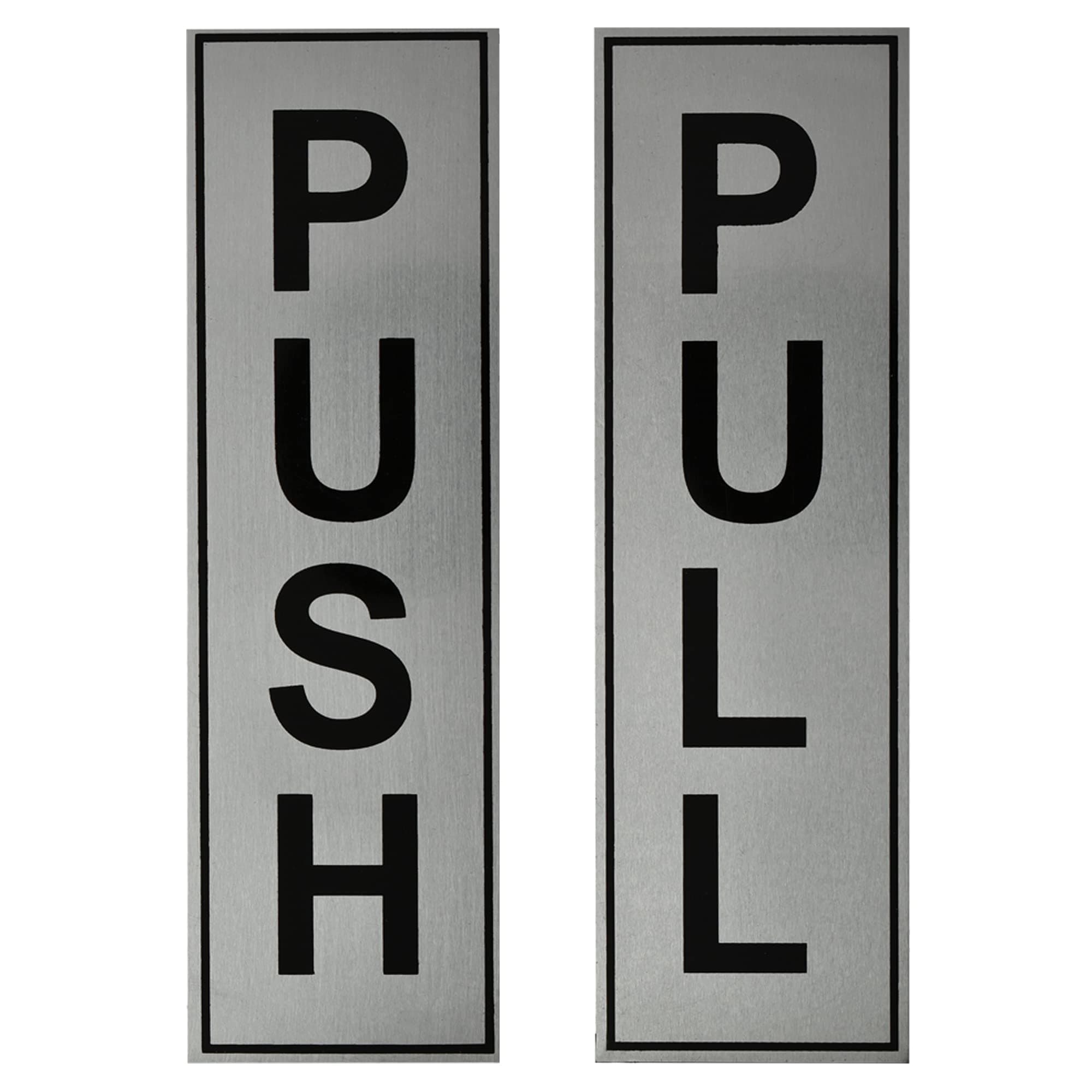 Buzz Cool Silver Metal Push Pull Stickers For Glass And Wood | Self Adhesive Stainless Steel Metal Sticker for Door | Push and Pull Stickers for Hospital Malls Office 1 set (2pcs)