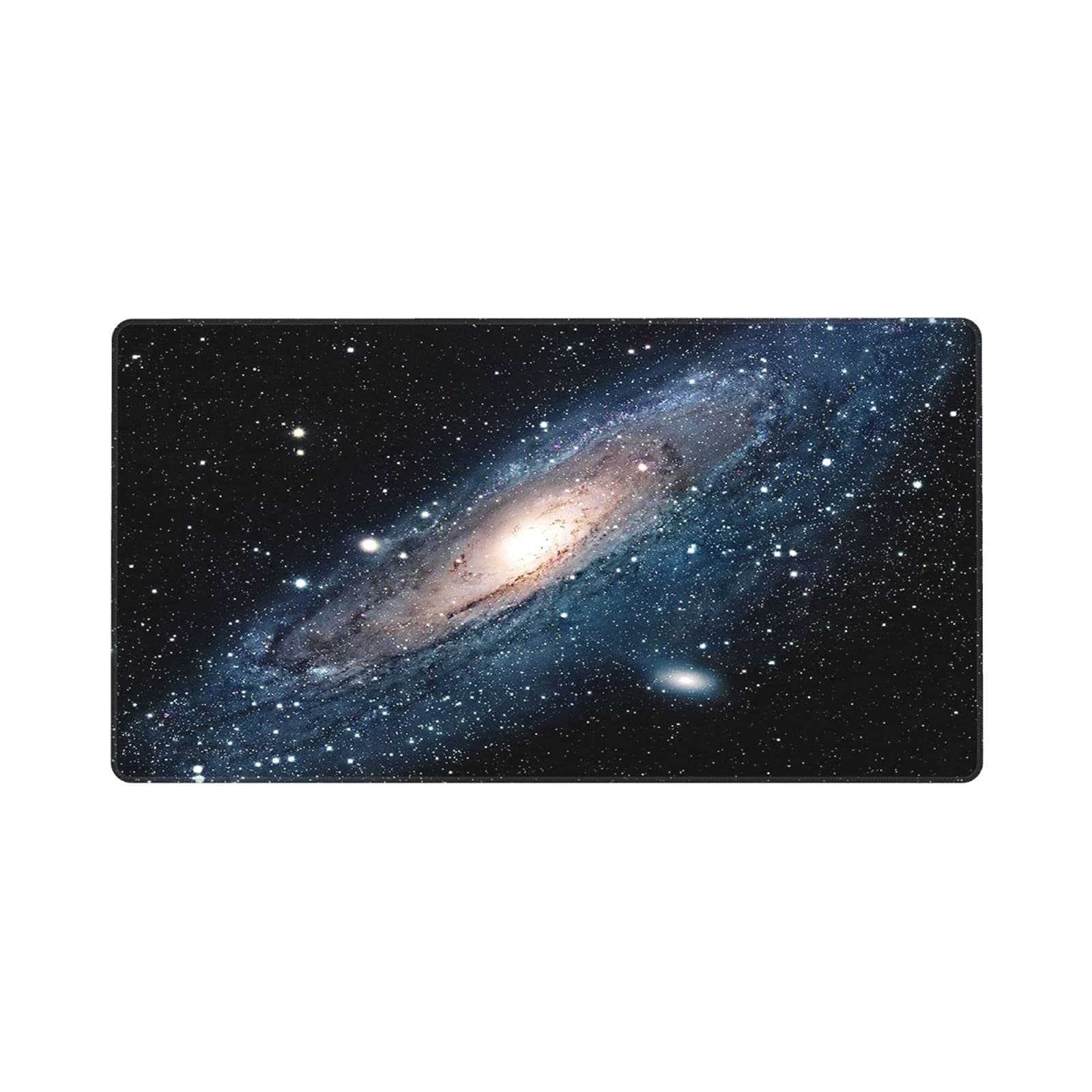 Long XL Gaming Mouse Pad with Stitched Edge Galaxy Outer Space Extended Keyboard Mat Non-Slip Rubber Base Desk Blotter Protector for Computer Laptop Wireless Office Home Game 15.8 X 29.5 Inch