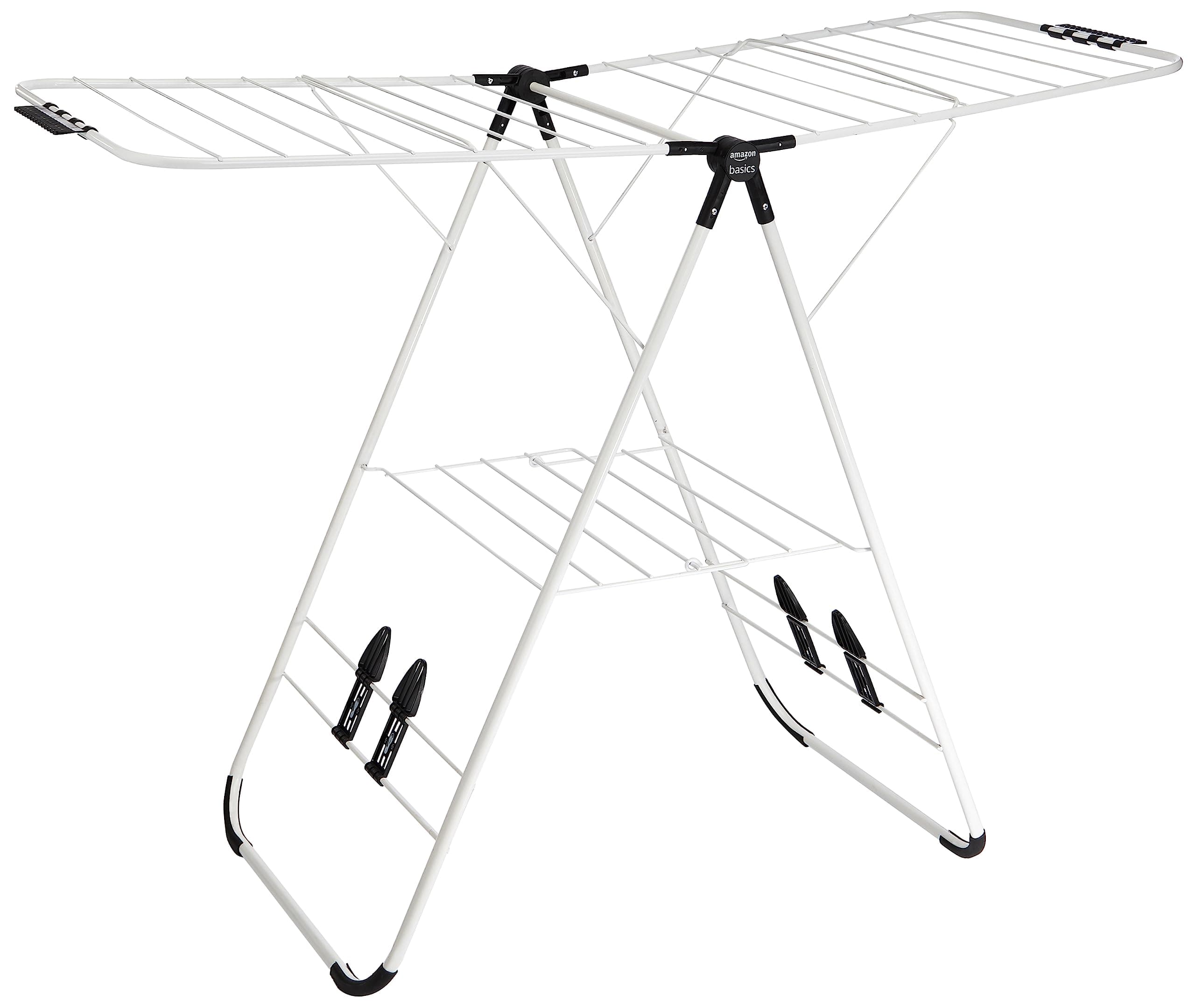 Amazon Basics - Foldable Clothes Alloy Steel Drying Stand - Black, 107 Centimeters