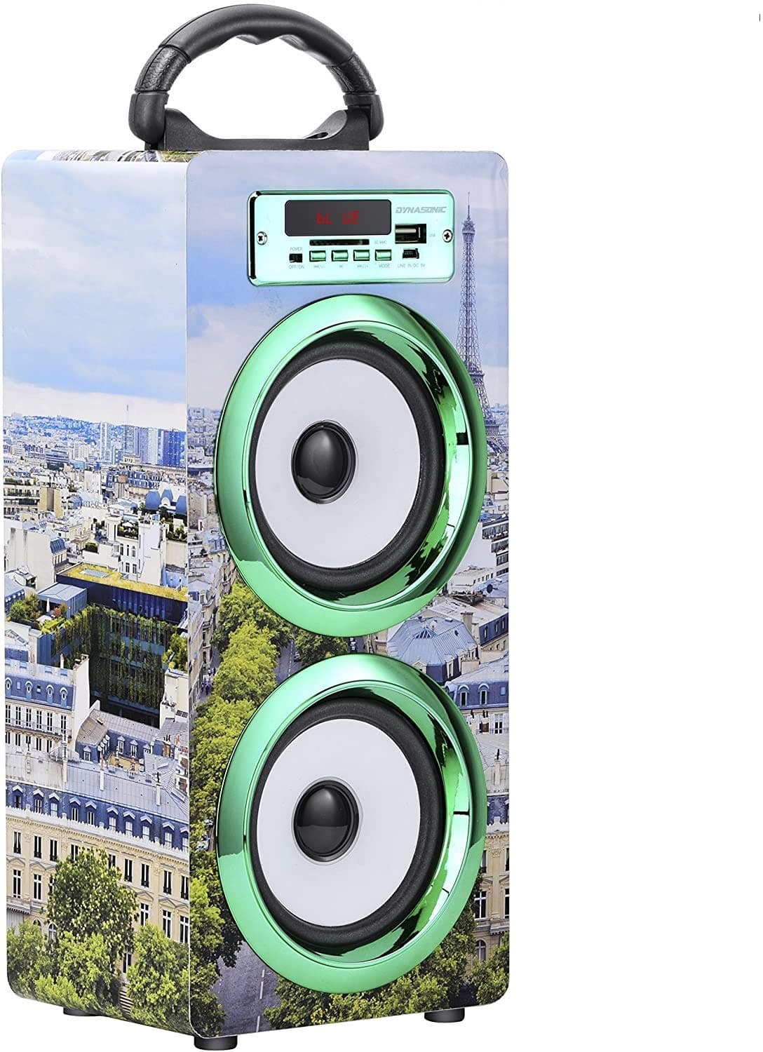 DYNASONIC - Portable Bluetooth Speaker 10W | Portable Wireless MP3 Player, USB SD Reader, FM Radio – Model 020-5, Turquoise