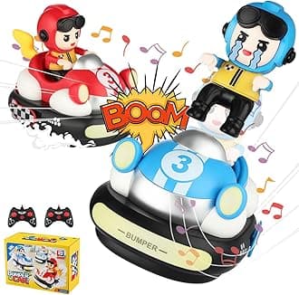 Remote Control Bumper Cars Toy (2 Cars Set) – Rechargeable RC Ejector Vehicles with Music & Lights, 2-Player Battle Racing Game for Kids Ages 3–8, Birthday Gift