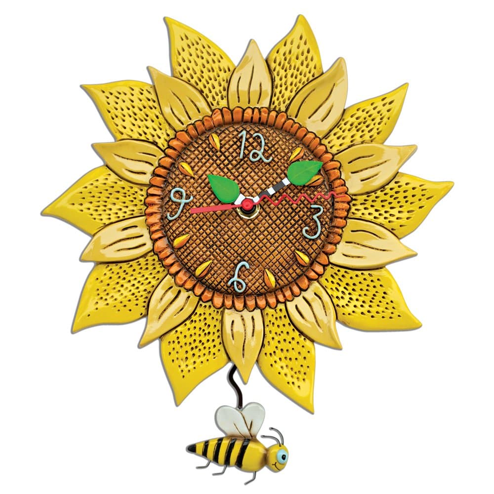 Allen DesignsBee Sunny Sunflower Wall Clock with Bee Pendulum