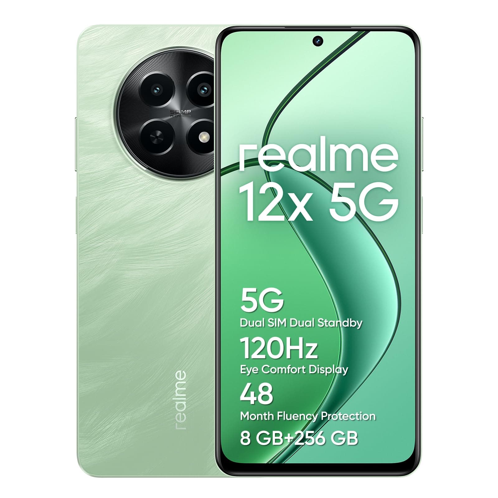 Realme 12x 16,9 cm (6.67") Double SIM Android 14 5G USB Type-C 8 Go 256 Go 5000 mAh Vert