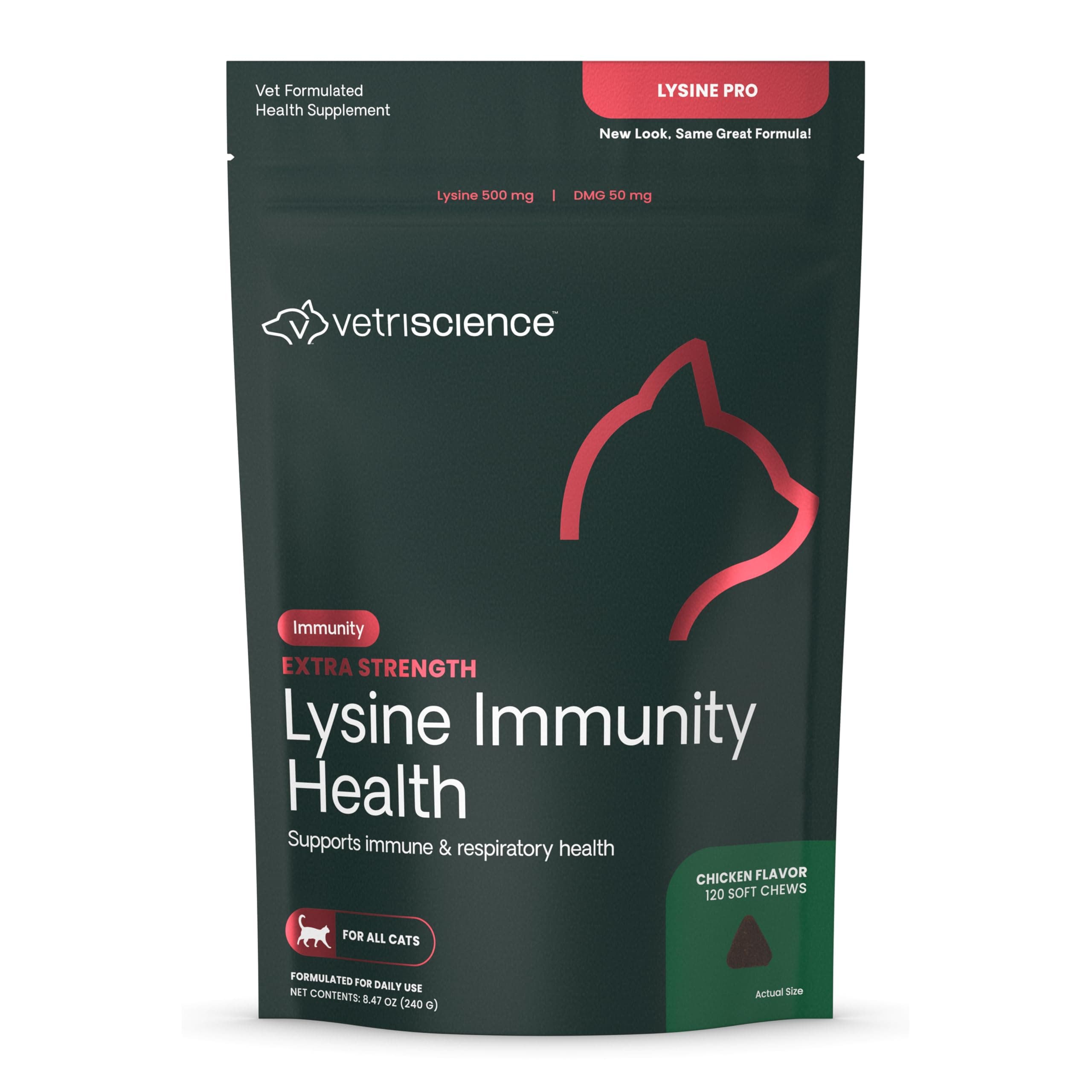 L-Lysine Pro for Cats - Immune System Support for Felines - 120 Small Soft Chews