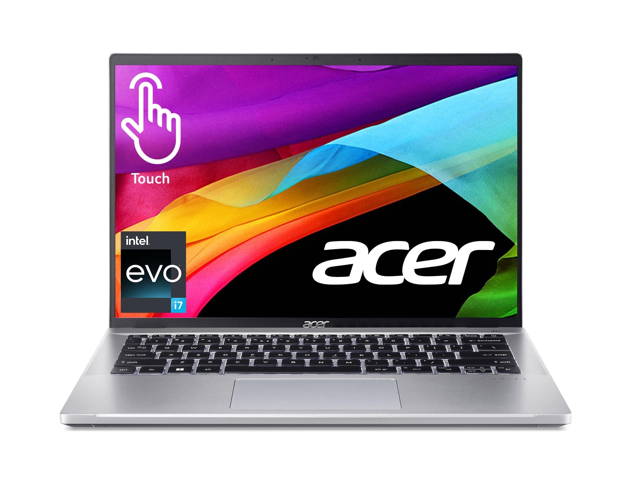 Acer Swift Go 14 Intel Evo Thin & Light Laptop 14" 1920x1200 100% sRGB Touch Display Intel Core i7-1355U Intel Iris Xe 16GB LPDDR5 512GB Gen 4 SSD Killer WiFi 6E AX1675 SFG14-71T-72QV