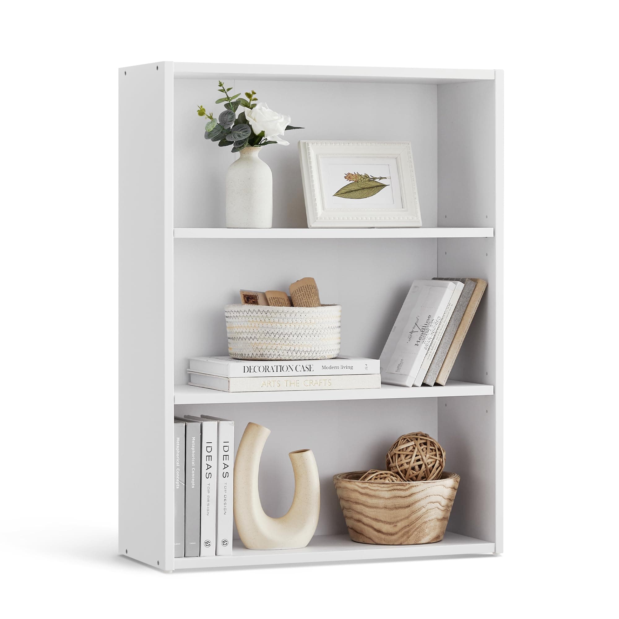 VASAGLE CUSTOS Collection - Bookshelf, 3-Tier Bookcase, Book Shelf, Open Storage Shelf, 9.4 x 23.6 x 32 Inches, for Living Room, Home Office, Dinning Room, Cloud White ULBC163T14